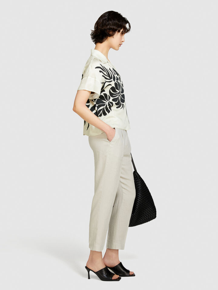 100% linen joggers - women's joggers - Creamy White | Sisley image number 2